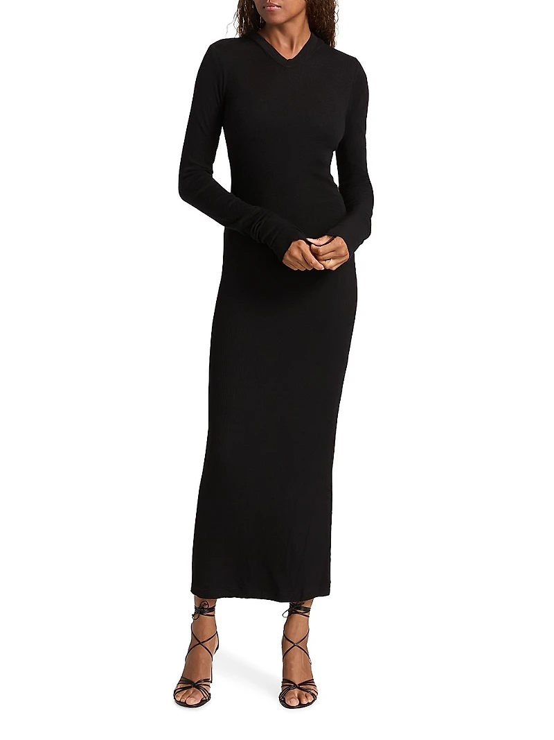 Hooded Rib-Knit Crop T-Shirt