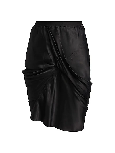 Seb Draped Bias-Cut Satin Miniskirt