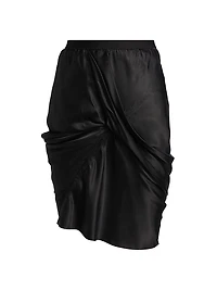 Seb Draped Bias-Cut Satin Miniskirt