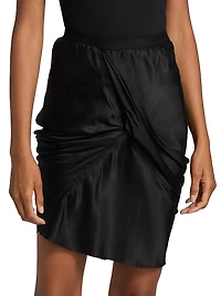 Seb Draped Bias-Cut Satin Miniskirt
