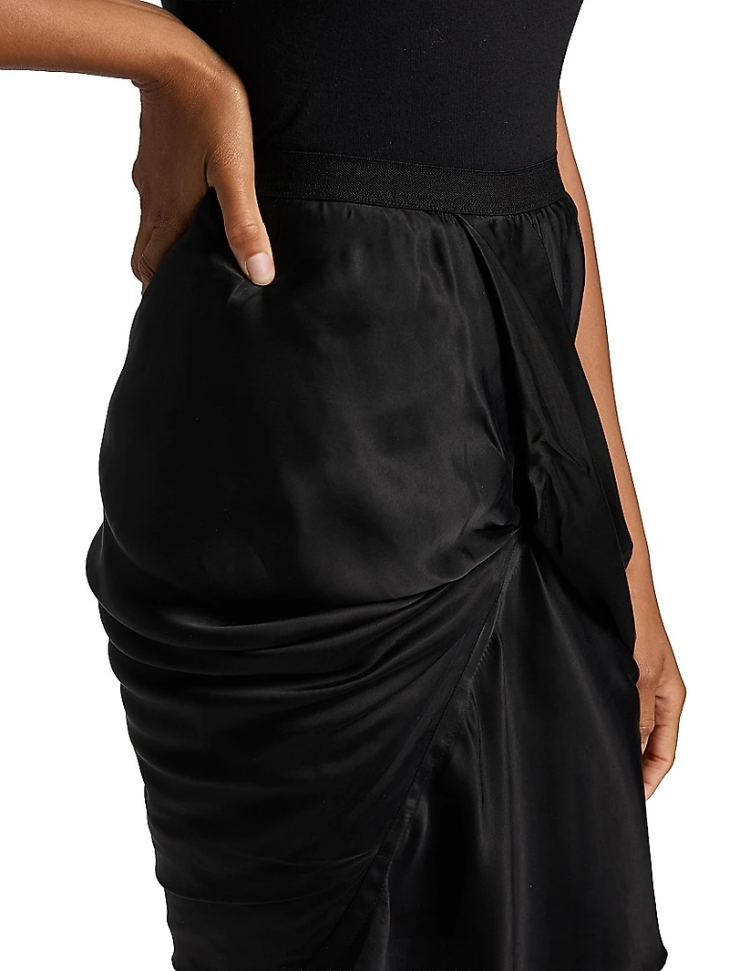 Seb Draped Bias-Cut Satin Miniskirt