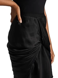 Seb Draped Bias-Cut Satin Miniskirt