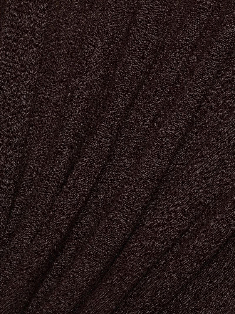 Cotton-Cashmere Rib-Knit Short-Sleeve Sweater