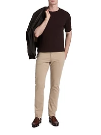 Cotton-Cashmere Rib-Knit Short-Sleeve Sweater