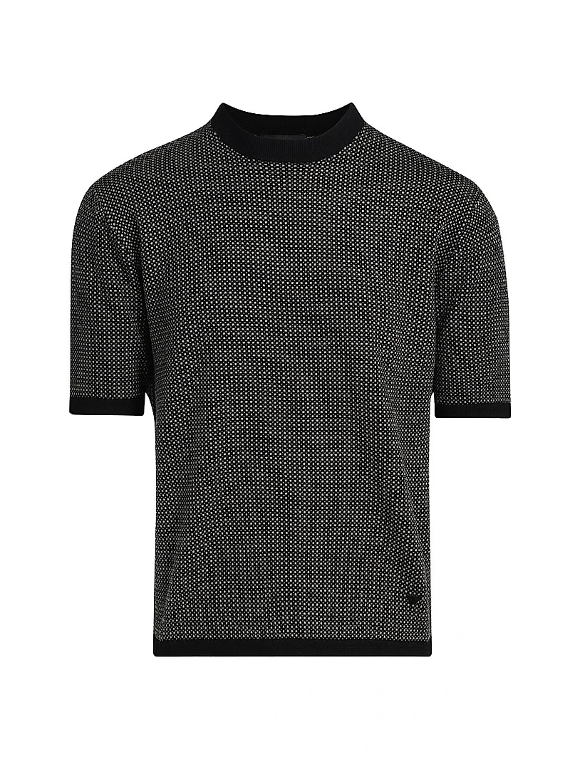 Micro Dot Short-Sleeve Crewneck Sweater