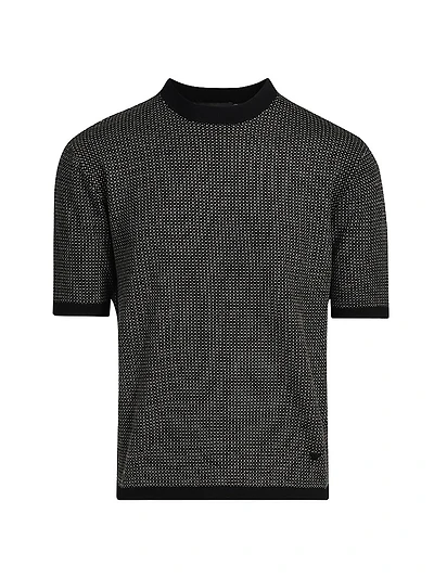 Micro Dot Short-Sleeve Crewneck Sweater