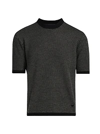 Micro Dot Short-Sleeve Crewneck Sweater