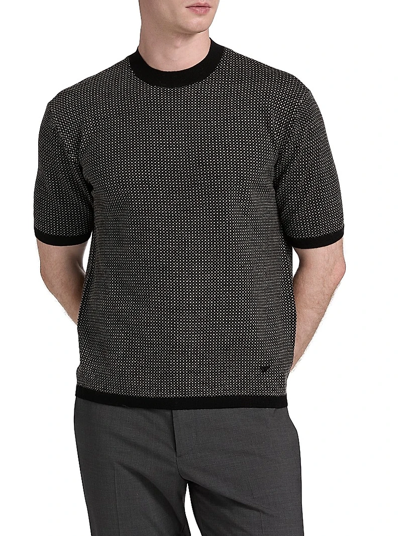 Micro Dot Short-Sleeve Crewneck Sweater