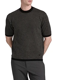 Micro Dot Short-Sleeve Crewneck Sweater