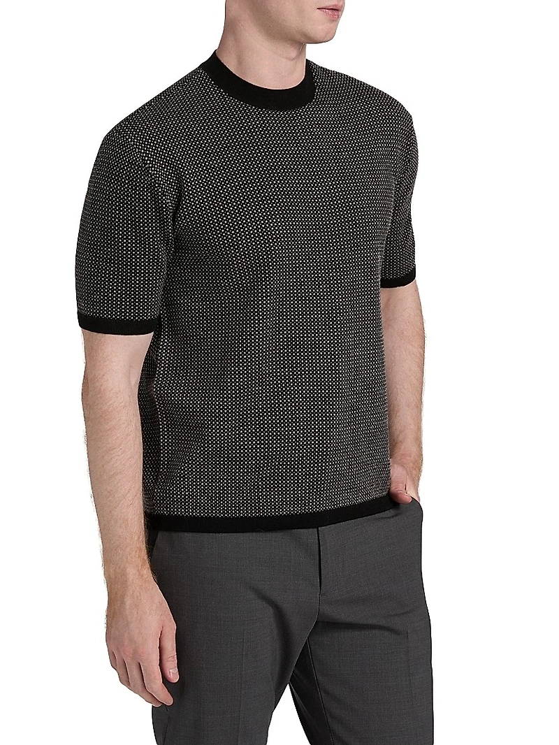 Micro Dot Short-Sleeve Crewneck Sweater