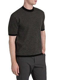Micro Dot Short-Sleeve Crewneck Sweater