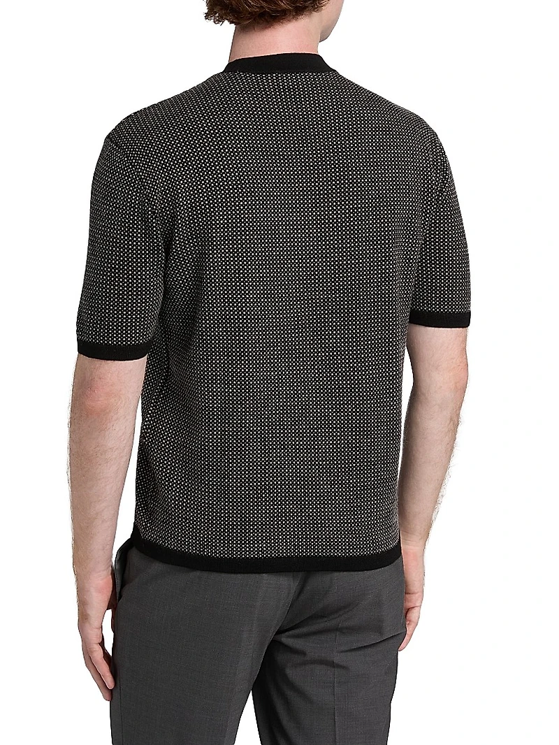 Micro Dot Short-Sleeve Crewneck Sweater