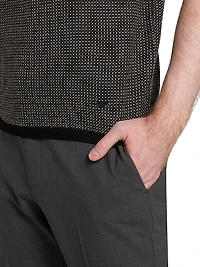 Micro Dot Short-Sleeve Crewneck Sweater