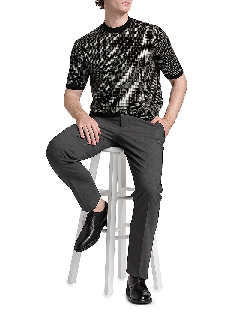 Micro Dot Short-Sleeve Crewneck Sweater