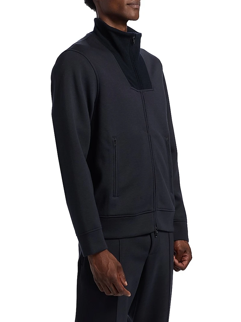 Stand Collar Zip-Front Sweatshirt