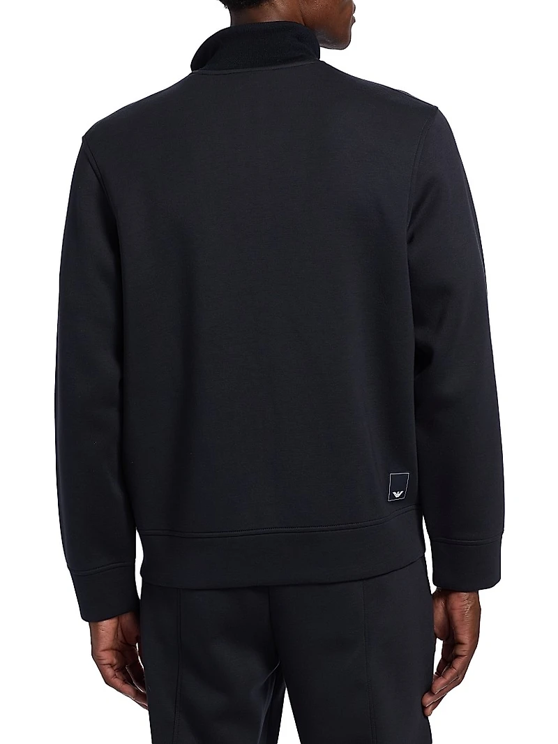 Stand Collar Zip-Front Sweatshirt