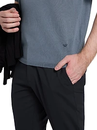 Wool-Silk Short-Sleeve Crewneck Sweater