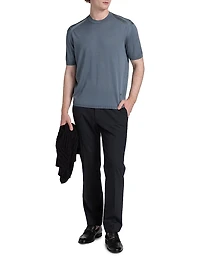 Wool-Silk Short-Sleeve Crewneck Sweater