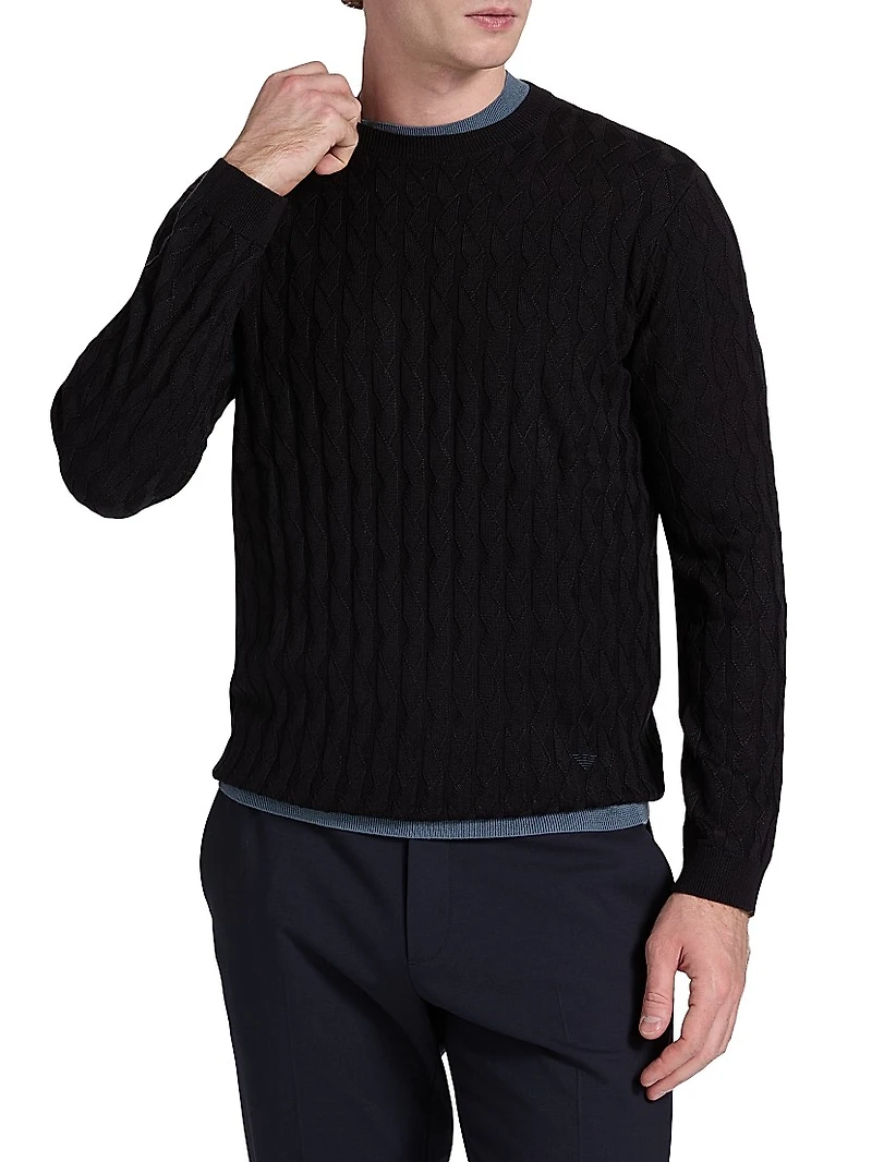 Textured Zig Zag Crewneck Sweater