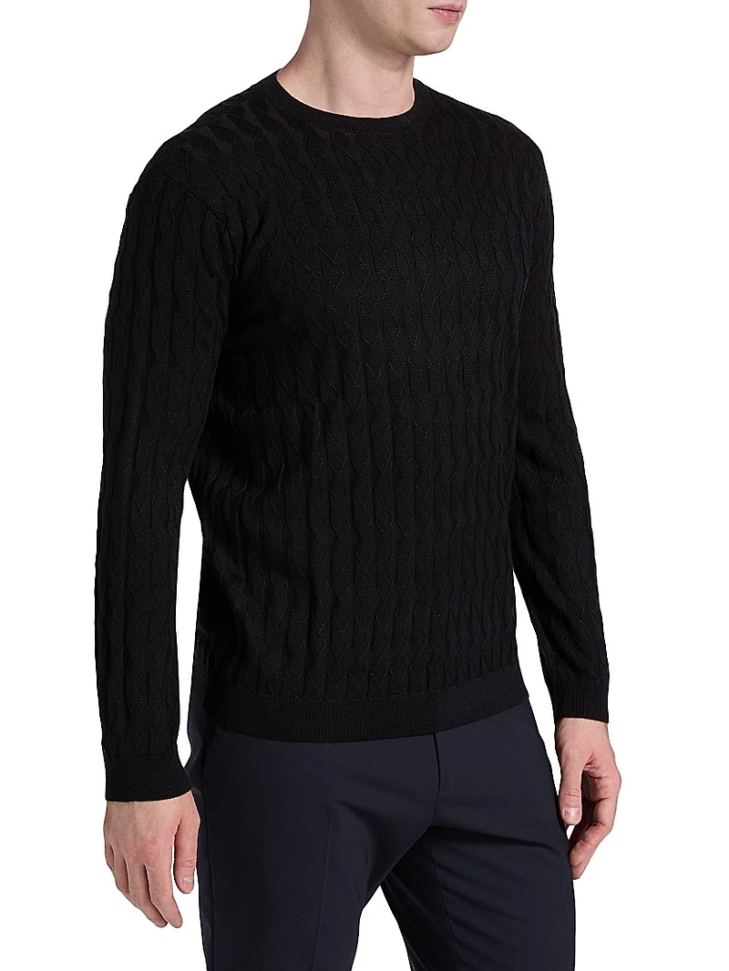 Textured Zig Zag Crewneck Sweater