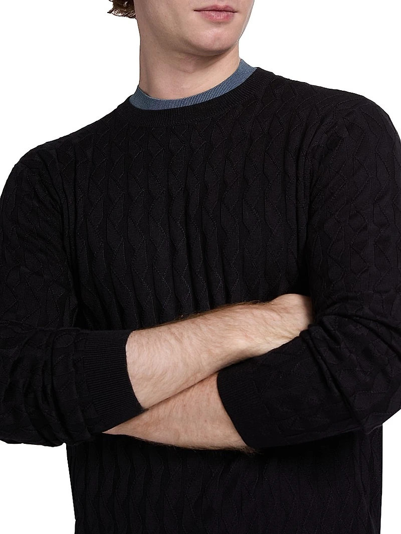 Textured Zig Zag Crewneck Sweater