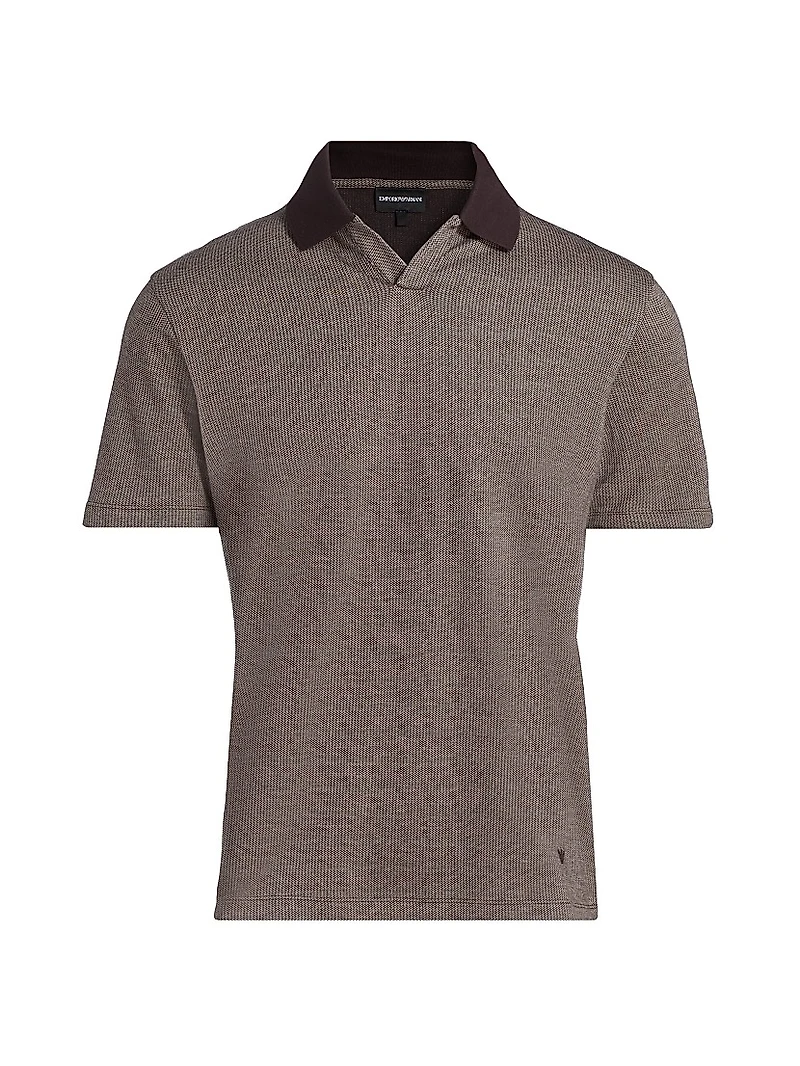 Melange Johnny Collar Polo Shirt
