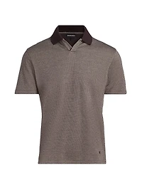 Melange Johnny Collar Polo Shirt