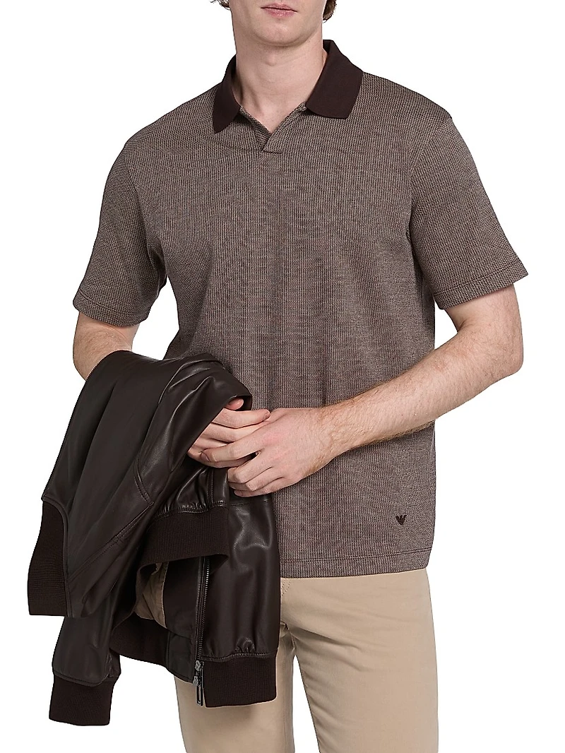 Melange Johnny Collar Polo Shirt