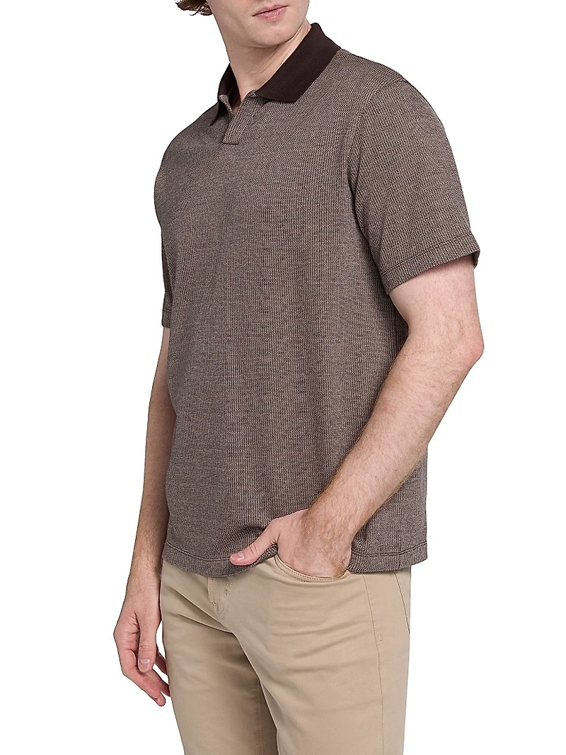 Melange Johnny Collar Polo Shirt