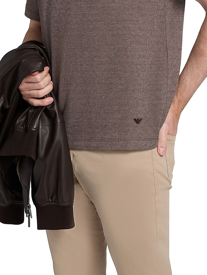 Melange Johnny Collar Polo Shirt