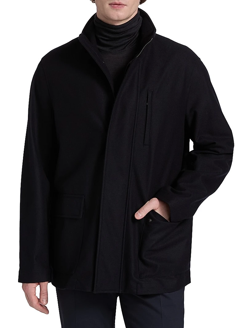 Wool-Blend Car Coat