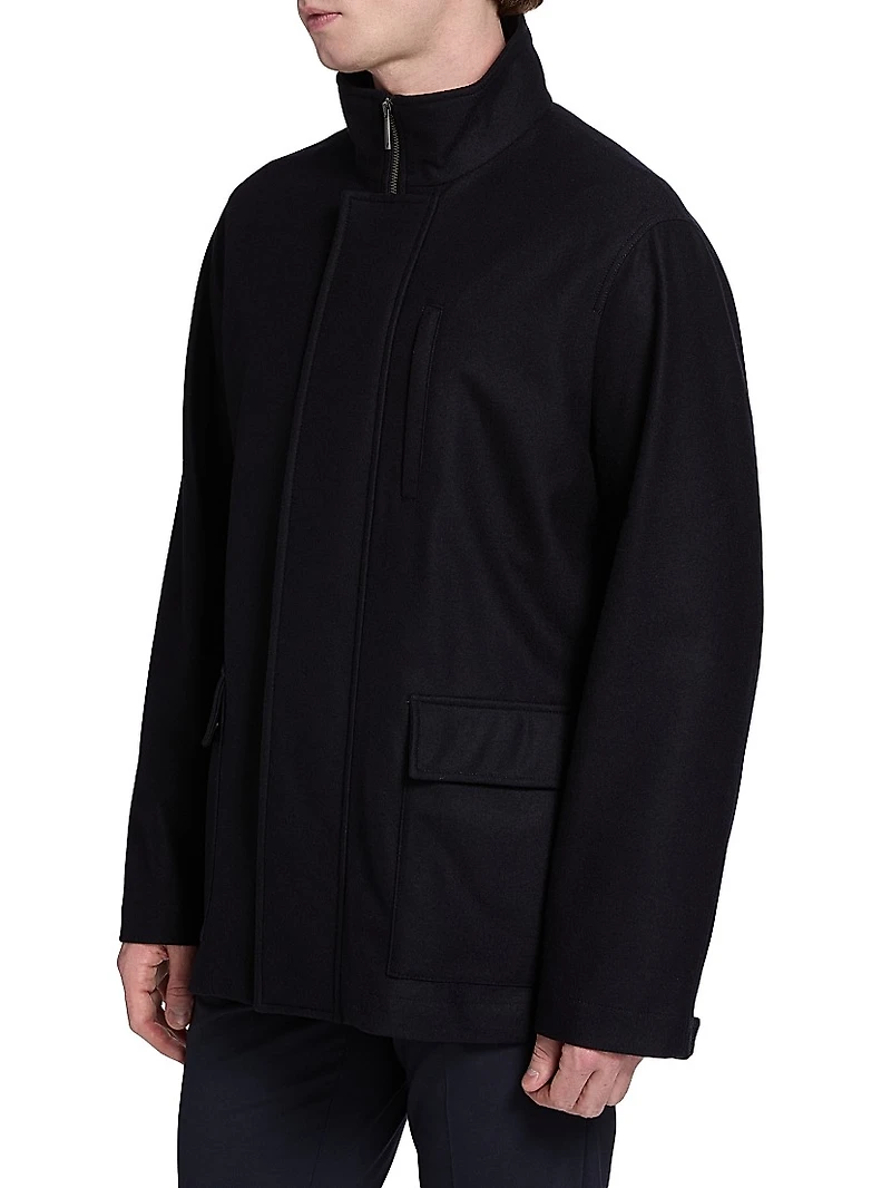 Wool-Blend Car Coat