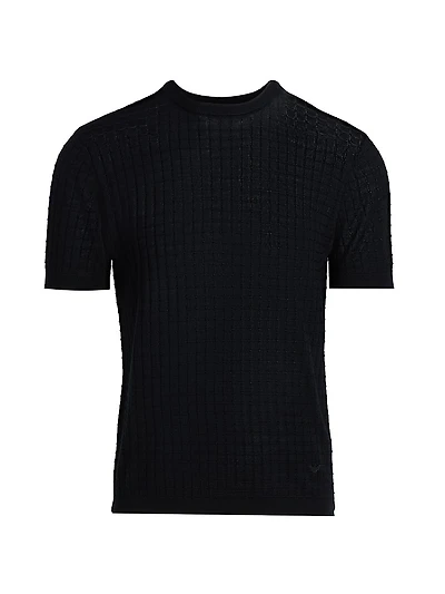 Textured Knit Short-Sleeve Sweater