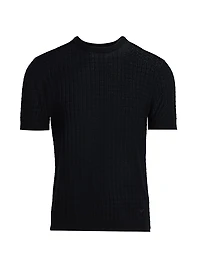 Textured Knit Short-Sleeve Sweater