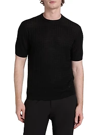 Textured Knit Short-Sleeve Sweater
