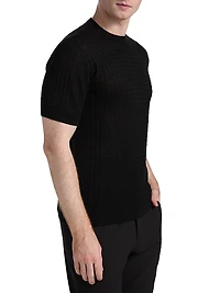 Textured Knit Short-Sleeve Sweater