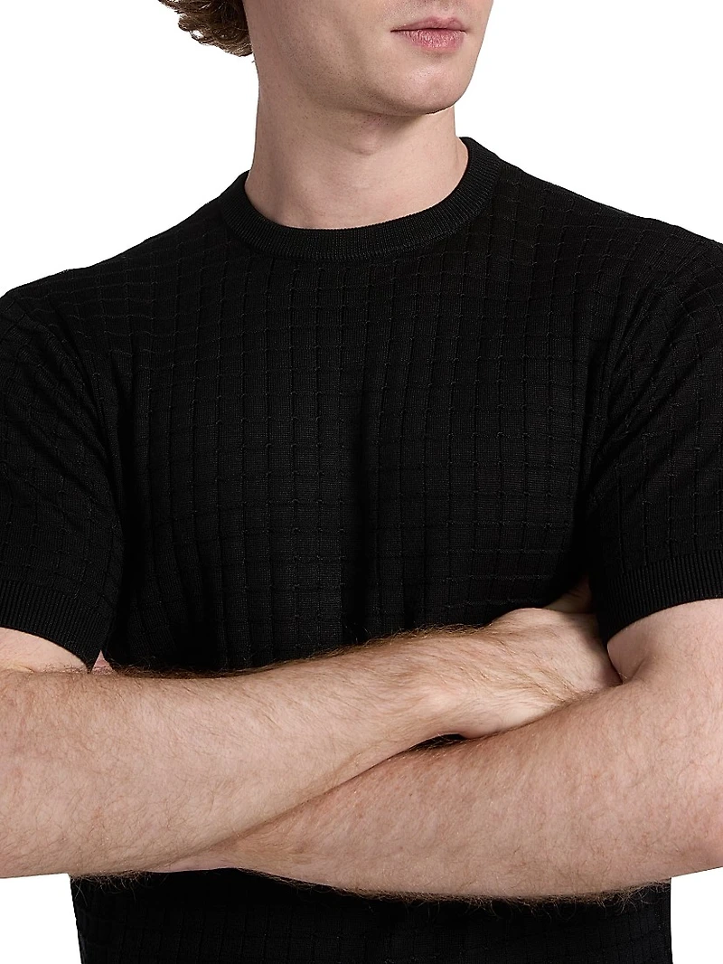 Textured Knit Short-Sleeve Sweater