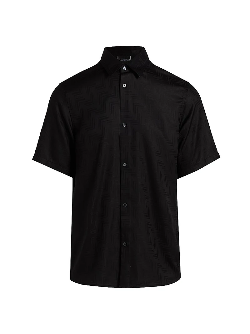 Jacquard Button-Front Sport Shirt