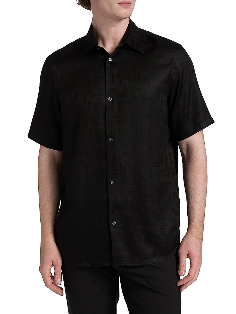 Jacquard Button-Front Sport Shirt