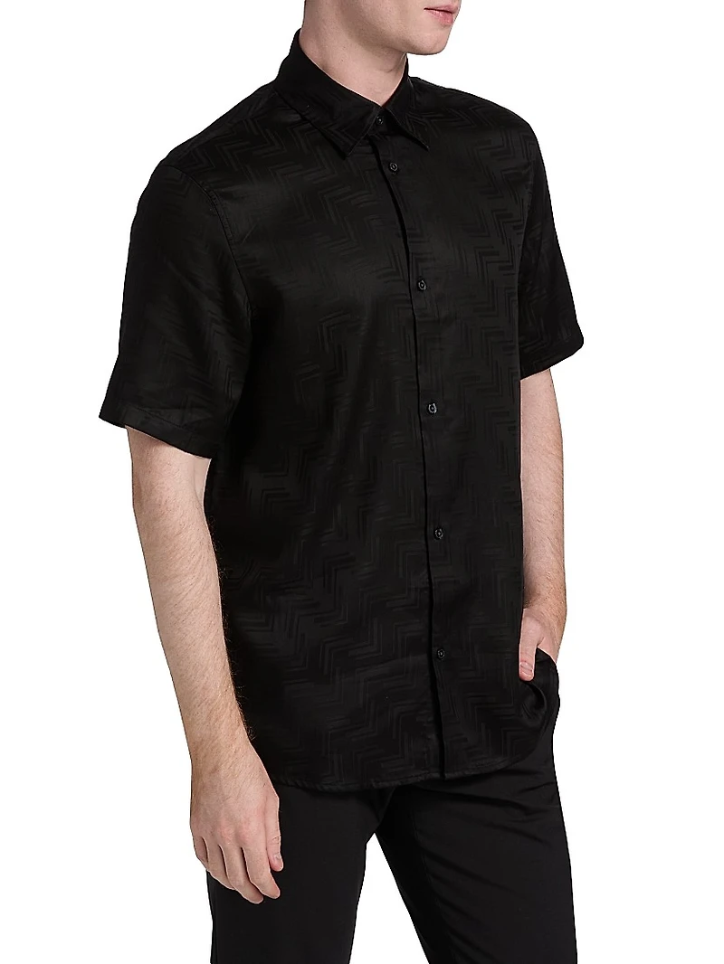 Jacquard Button-Front Sport Shirt