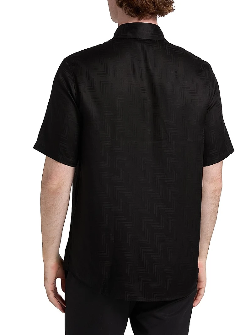 Jacquard Button-Front Sport Shirt