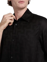 Jacquard Button-Front Sport Shirt