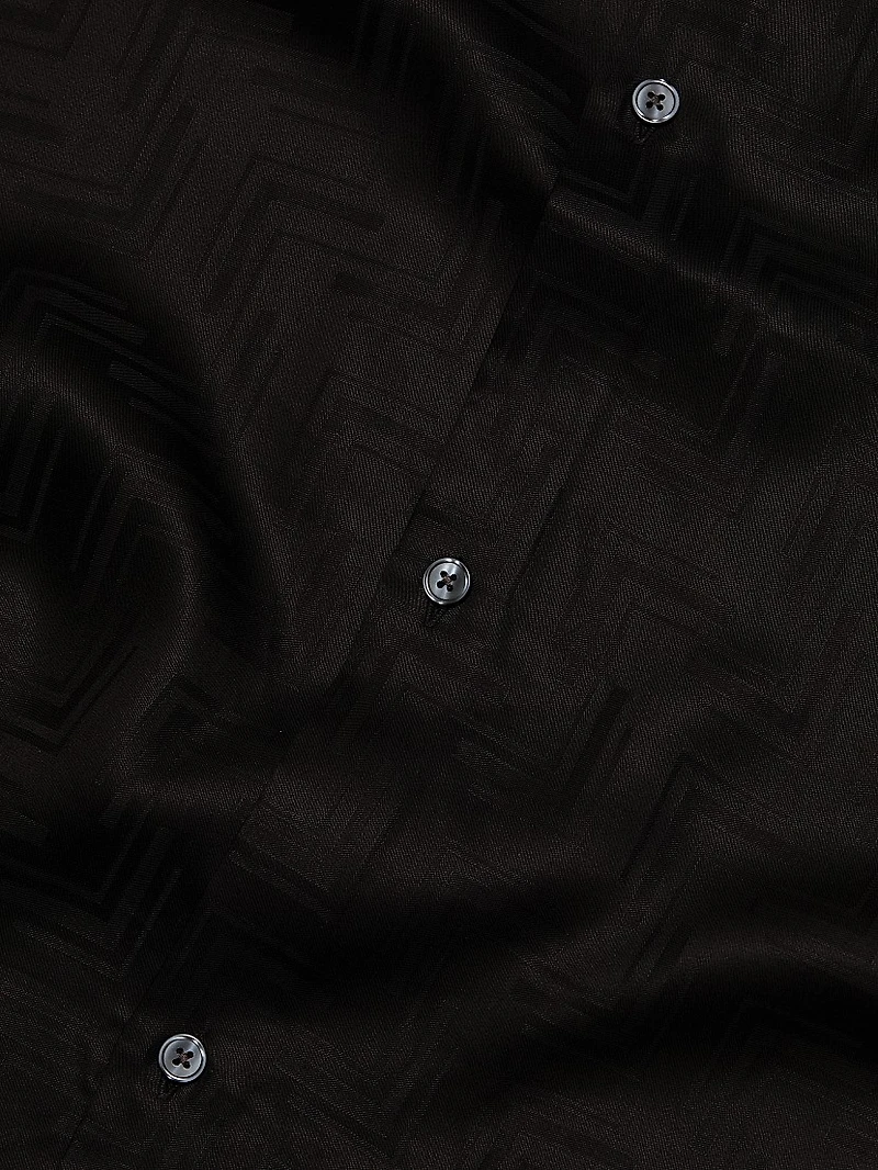 Jacquard Button-Front Sport Shirt