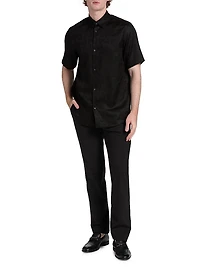 Jacquard Button-Front Sport Shirt
