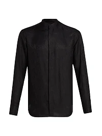 Snake-Print Jacquard Button-Front Sport Shirt