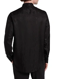 Snake-Print Jacquard Button-Front Sport Shirt