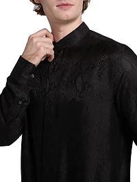 Snake-Print Jacquard Button-Front Sport Shirt