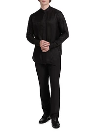 Snake-Print Jacquard Button-Front Sport Shirt