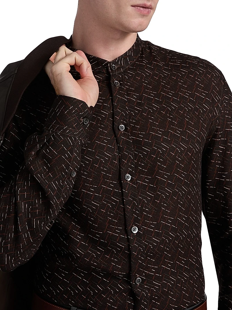 Printed Button-Front Sport Shirt