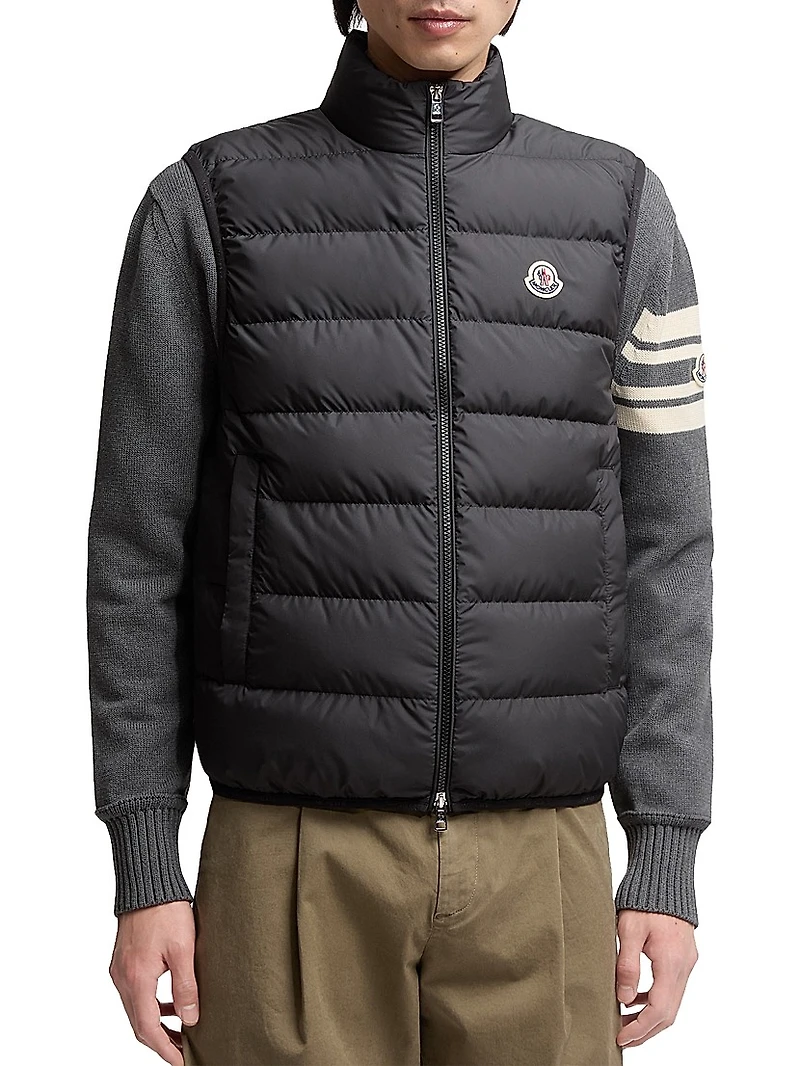 Contrin Nylon Down Zip Front Vest